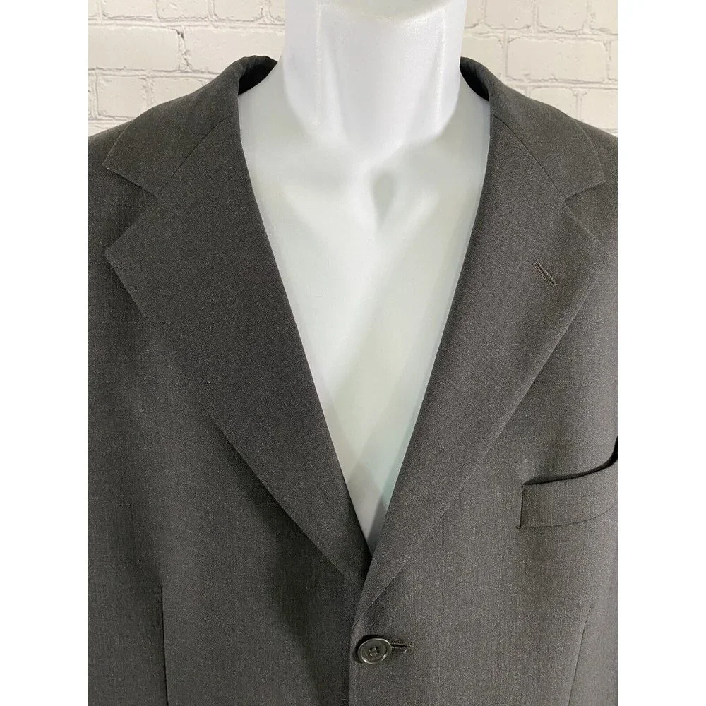Brooks Brothers Brooksease Gray 3 Button Wool Jacket Blazer Sport Coat 43L